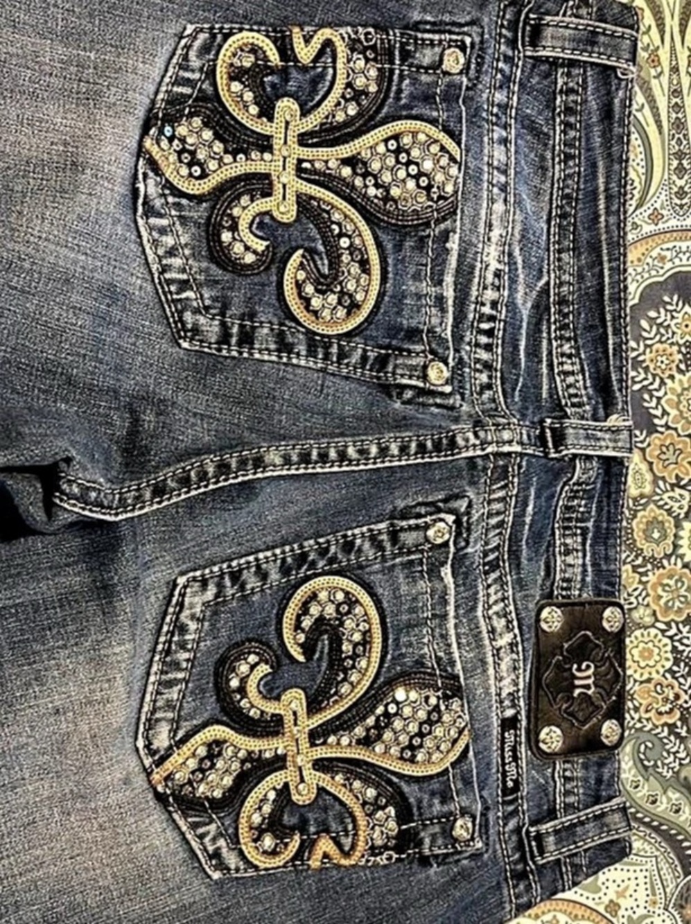 Miss Me Embellished Blue Skinny Jeans Waist 34